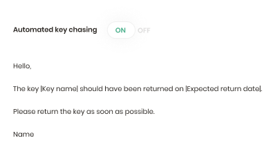 Email sent automatically to users with overdue keys